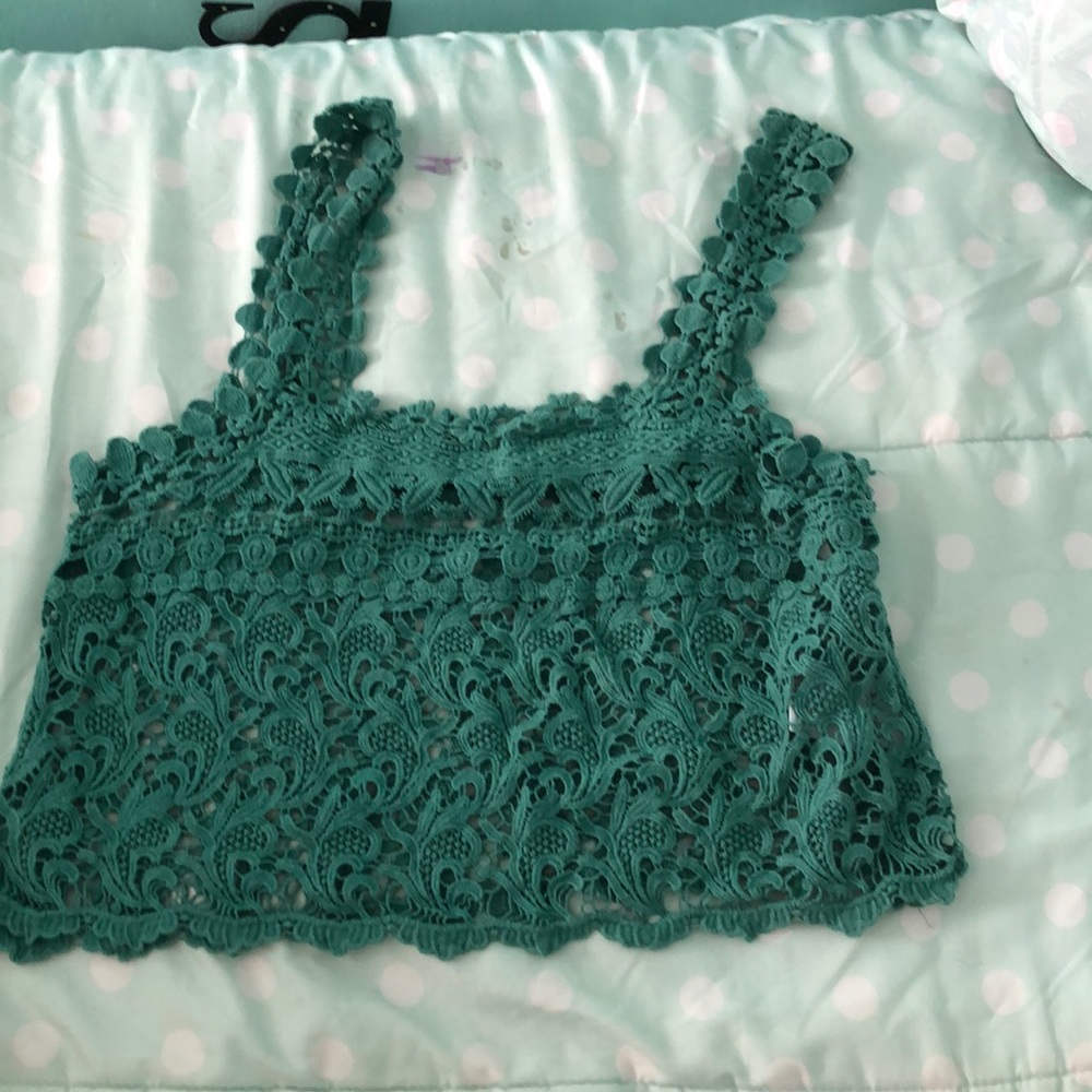 Green flower tank top